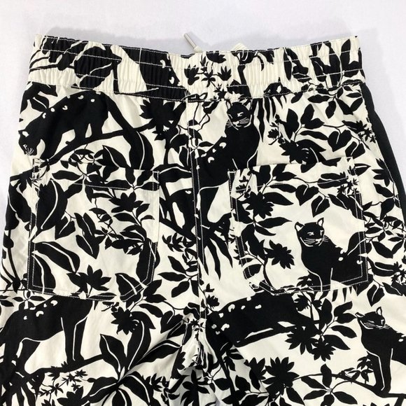 MAEVE BY ANTHROPOLOGIE TENLEY BLACK WHITE JUNGLE ANIMAL PRINT TWILL TRACK PANTS - Picture 10 of 11
